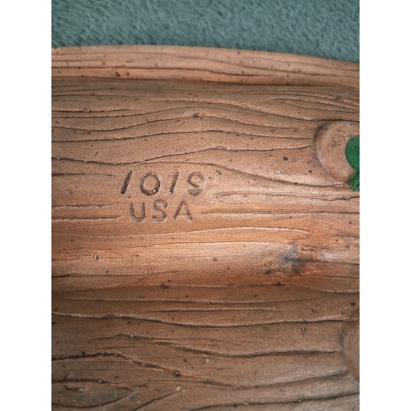 VINTAGE Mid-Century Ashtray Pottery Green Yellow Drip Glaze Centerpiece USA 101S - Picture 5 of 10